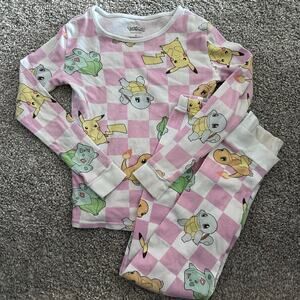 Pokémon Sleepwear PJs Girls Pink Size 8 Pikachu Long Sleeve